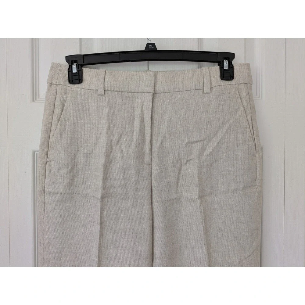 J. Crew Petite Carolina Flare Pant Stretch Linen Blend Size P12 Ivory‎ NWT $168
